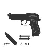 Replici pistoale airsoft cu recul si functionare cu capsule CO2